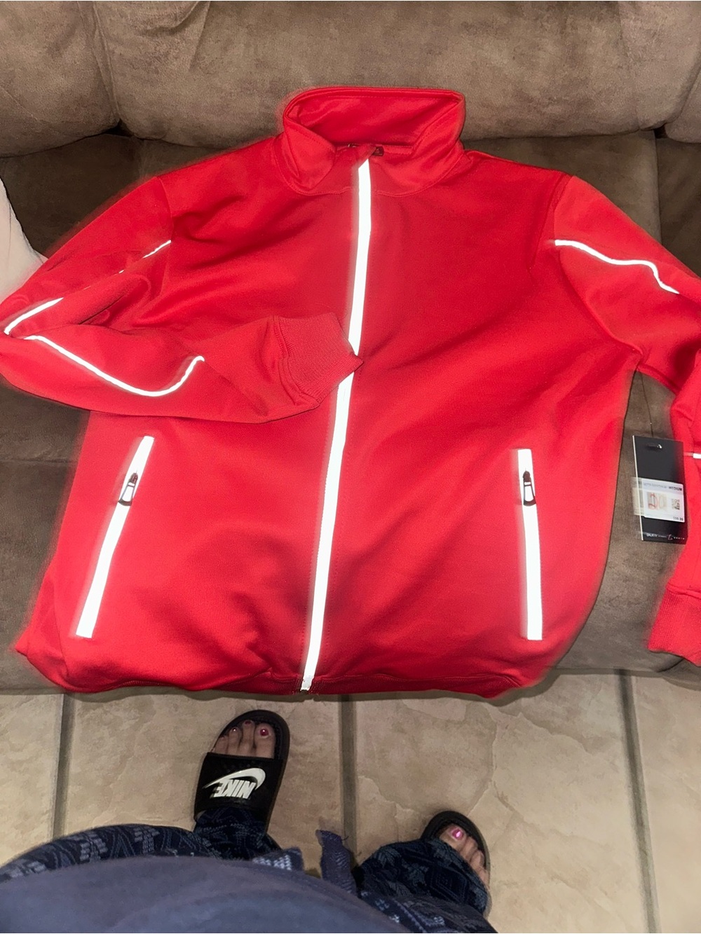 Galaxy By Harvic Red Full‑Zip Performance Jacket with Reflective Trim